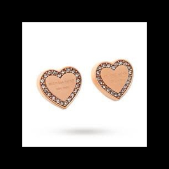 michael kors heart earrings rose gold